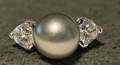 Vintage signed trillion cut crystal 925 Sterling Silver Ring 8 Suzanne Somers