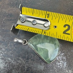 Vtg Prehnite Sterling Silver Pendant – 15.09 Grams