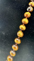 VTG Estate Tiger’s Eye Hand-Knotted Necklace Gemstone Beads Barrel Hook Clasp