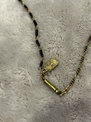 Pididdly Brass Necklace tiny Purple Glass Beads and 15 Mechanical Charms Vintage