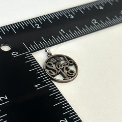 Vintage 925 Sterling Silver Sweet 16 Birthday Rose Flower Round Charm Pendant