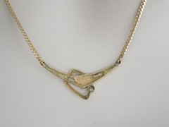 Necklace Collier Double Gold Tone Gold Plated Clear Stone 5.8 G/Approx. 49 Cm