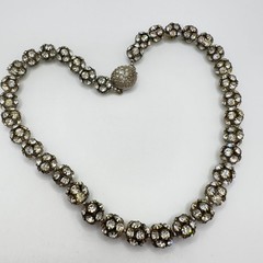 Vintage Rhinestone Necklace Disco Ball Style 16″ 1950s 1960s Mid Century