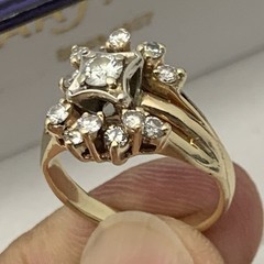 Vintage 14k Solid Yellow Gold .90ct Natural European Cut Diamond Ring