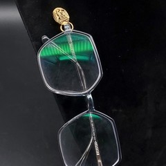 Gold Tone Patriotic Eagle Pin Eye Glasses ID Badge Holder Vintage NOS Costume