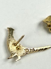 VTG Fine Pewter & 24kt. Plated Pheasants Forever Lapel Pin w/ Artist Initials