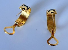 Vintage Earrings Damascene Hoop MMA Museum Modern Art Arrows Dashes 1”