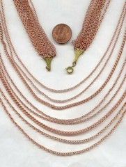 VINTAGE COPPER COATED GRADUATED 8 STRAND 27.5” CHAIN DECO BIB NECKLACE N78