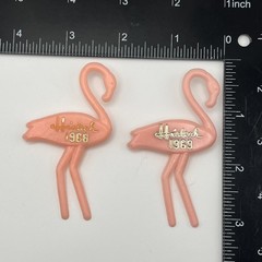 2 Vintage Hialeah Pink Flamingo Brooch Pin 1968 1969 Park Race Track Souvenir