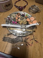 Vintage Costume Jewelry Lot Brooches Flowers Halloween Pins Watches 80s 90s