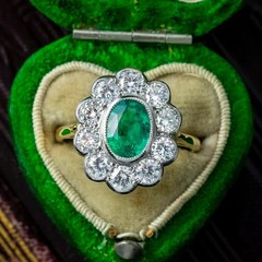 2.90 Ct Natural Emerald Art Deco Vintage Engagement Ring 14K Yellow Gold Over