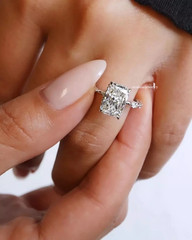 3.00Ct Radiant Cut Lab Created Diamond Engagement Ring In 14K White Gold Finish