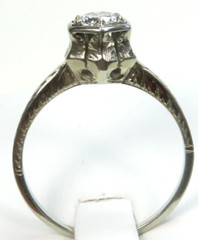 Antique Art Deco Diamond Belais Engagement 17K White Gold Ring Size 6 UK-L1/2