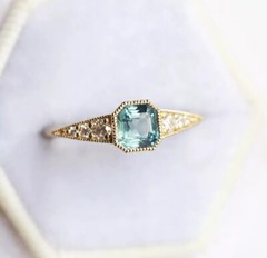 Art Deco Style 2Ct Emerald Cut Lab Created Diamond Engagement 14K Gold FN Ring