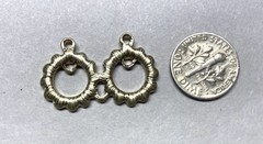 23x Vtg. Enamel Charm -Small Double Round Hoop charm shape-Black enamel-5 rings