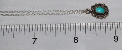 Vintage Sterling Silver OC Petite Turquoise Pendant Necklace 17 inches