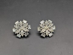 Vintage Francois Rhinestone Earrings MCM Starburst Flower Screw Back Clip Coro