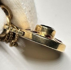 7” Vintage 9ct Yellow Gold Sweetheart Bracelet Garnet Sun Padlock Clasp 28.7g