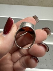 Vintage .925 Silver Ring w/Red Stone in Cross Symbol Made in Israel Size 8.5