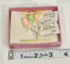 Swarovski Crystal Monaco Exquisite Brooch 3 Parrots withJelly Belly Stones