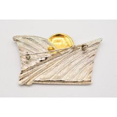 Vintage Face Abstract Pin Brooch Brushed Gold Black Silver Chunky 1980s BinAJ