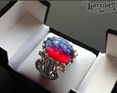 Dragons Breath Fire Opal Ring Women’s Fire Opal Silver Plated Gothic Ring
