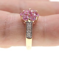 14k Solid Rose Gold Natural Pink Sapphire and Diamond Ring Size 7