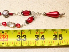 Vintage Necklace Red Clear AB Beaded Crystal Glass Faceted D5381