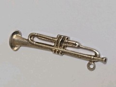 Sterling Silver ~ Trumpet Horn Charm ~ FLAT Design ~ VINTAGE