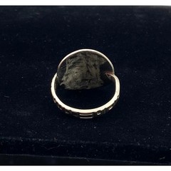 Vintage Alpaca Mexico Silver Tone Spoon Ring Aztec Mayan Style Handmade Size 11