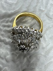 Vintage 18KT GE Gold Plated High Prong Set Cubic Zirconia Ring 8.25