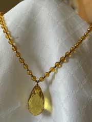 FACETED MIX COLOR BALTIC AMBR 925 STERLING GOLD PLATED NECKLACE LEMON DROP