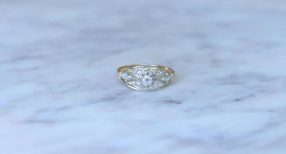 Vintage Style Art Deco Ring Lab Created Diamond Headband In 925 Silver Ring