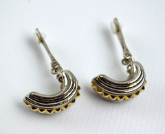 Vintage Silver Tone Gold Tone Clip On Half Moon Shaped 1″