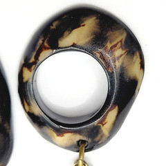 Acrylic Faux Dark Shell Irregular Circle Dangle Hoop Hook Style Pierced Earrings