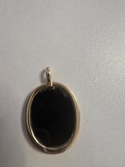 Oval Cameo Pendant Black & White Profile, Oval Stone in Gold Base Metal