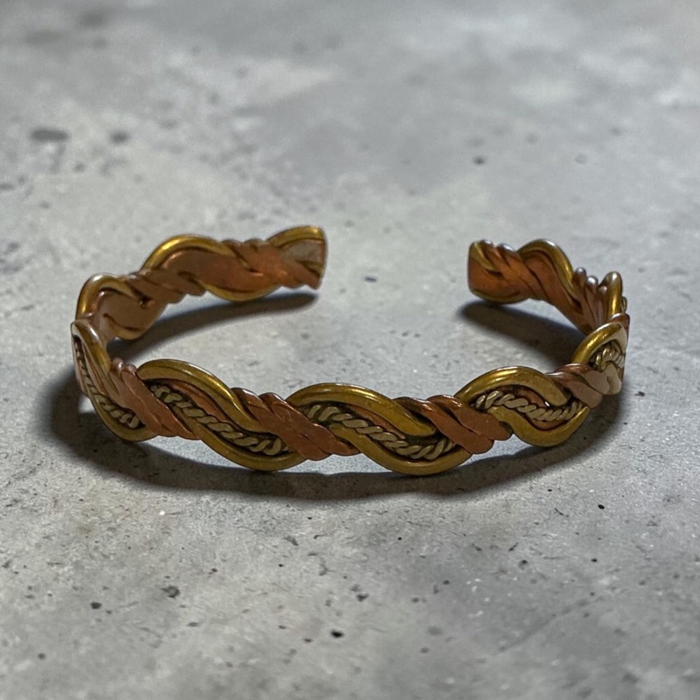 Vintage Woven Copper & Brass Stackable Bracelet Cuff – Braided Western Jewelry