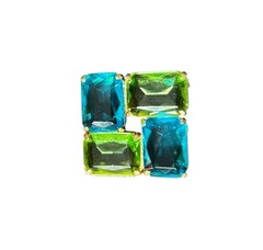 Cadoro Pastel Blue & Green Faceted Multi Stone Cut Glass Brooch Pin Book Piece
