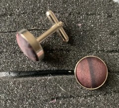 Vintage Brown/ Black Pattern Fabric Cuff links