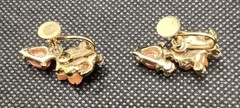 Vntg JAPAN 16 inch Choker Styler Necklace 2 pair Clip Earrings Coral Color 1950s