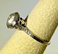 Antique Belais 18k White Gold 4mm Diamond Solitaire Ring Sz4 Art Deco Gorgeous!!