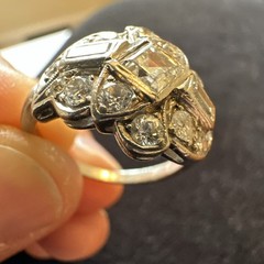 1930’s Old European Art Deco Platinum Diamond Ring – Size 9.25