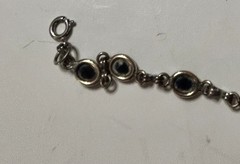 VINTAGE STERLING SILVER AND ONYX Link BRACELET 7.5” Long EUC