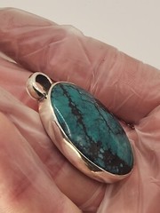 STEPHEN DWECK Vintage Tibetan Turquoise In Sterling Silver Pendant. 2″ Unique