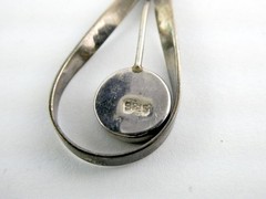 Vintage Sterling Silver Chrysocolla Flat Top Cabochon Drop Pendant 925 3.1g