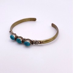 Tibetan or Nepalese turquoise metal cuff bracelet
