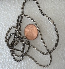 21.4g .925 Silver Vintage made in Italy Rope Med Lock Crimp 24Inch Necklace