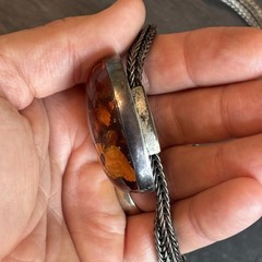 AB Signed Polish sterling silver 925 Baltic amber Massive 96g 36” Bolo Necklace