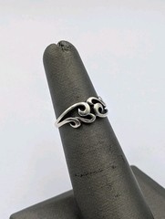 Wheeler Mfg Co. Vintage Sterling Silver Swirl Water Waves Split Shank 925 Ring