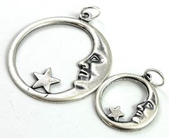 Moon Charm Pendant Lot Crescent Moon Star Celestial Silver Plated AS IS CRAFT